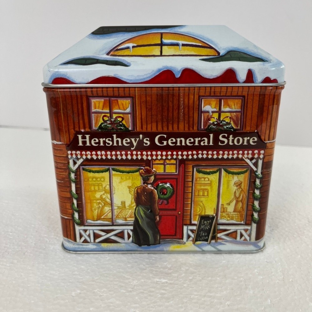 Hersheys Village Series Canister 3 General Store Tin Christmas Winter Scene